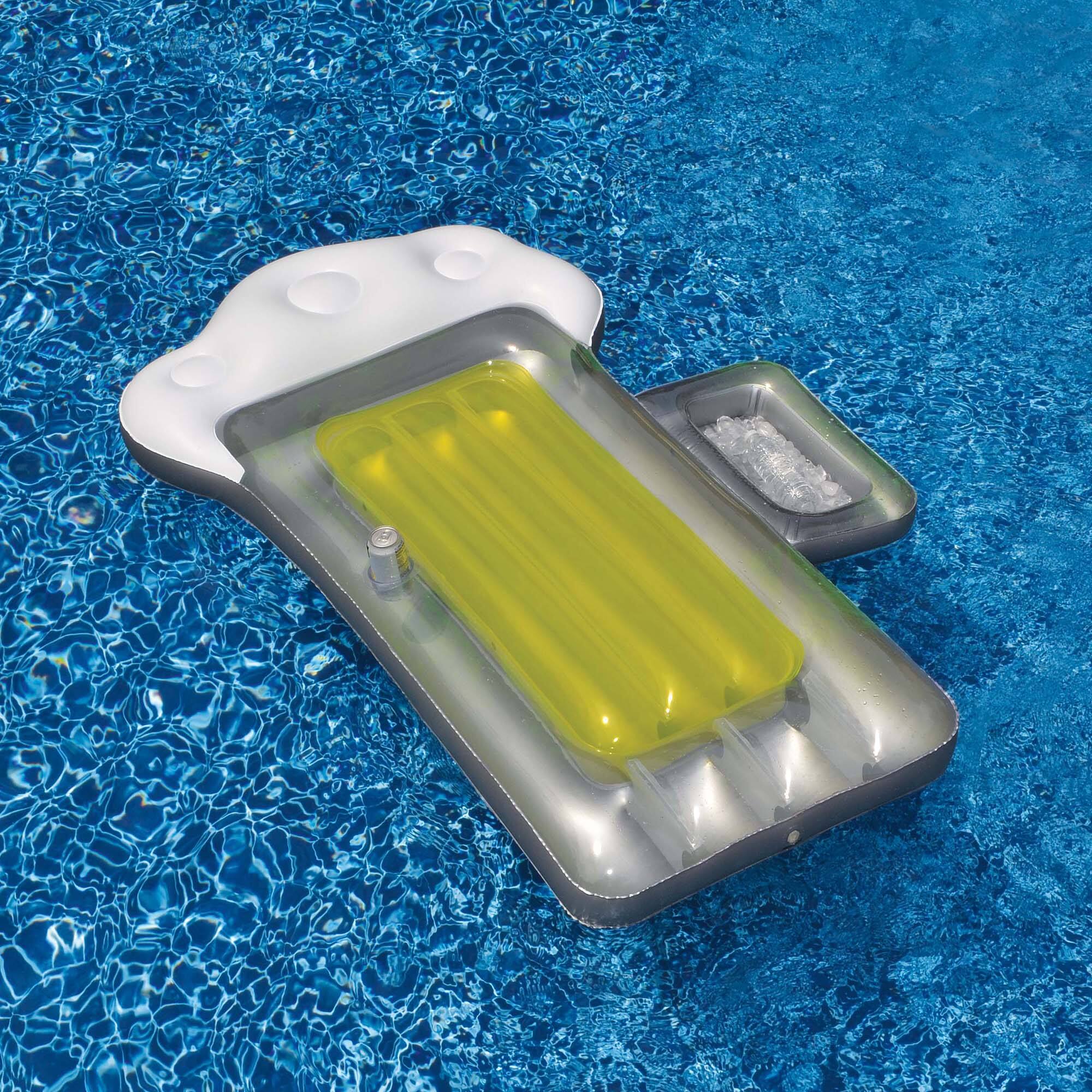 6ft. Inflatable White & Yellow Beer Mug Swimming Pool Raft